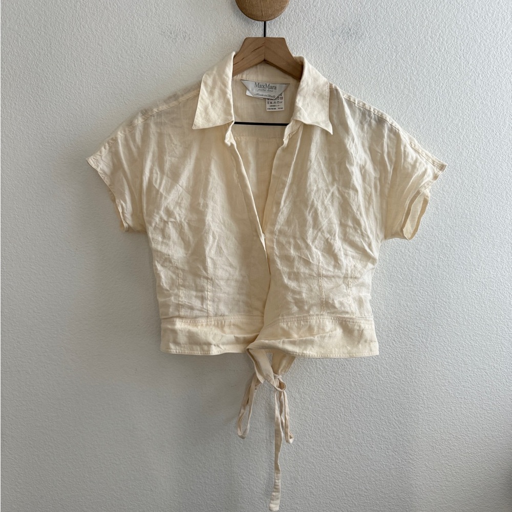 Max Mara Linen Wrap Button Down Shirt